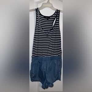 Derek Heart EUC stripped and denim romper